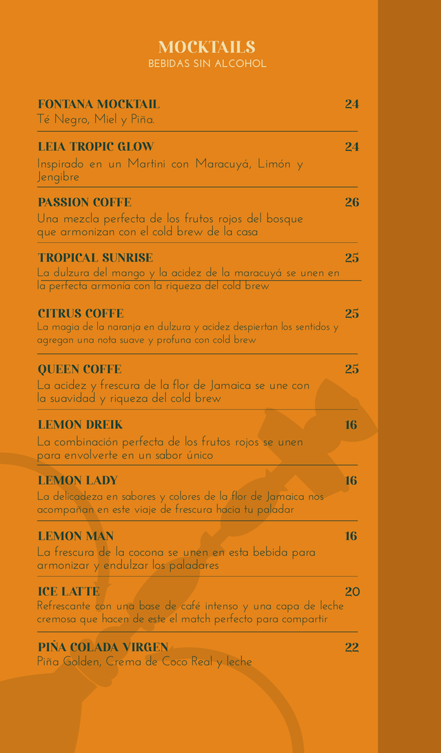 Mocktails · página 12: diseño, fotografías y precios de la carta original