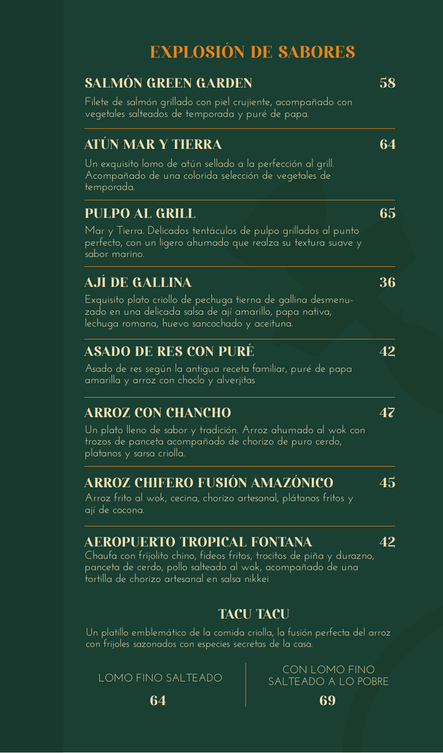 Explosión de sabores · página 15: diseño, fotografías y precios de la carta original