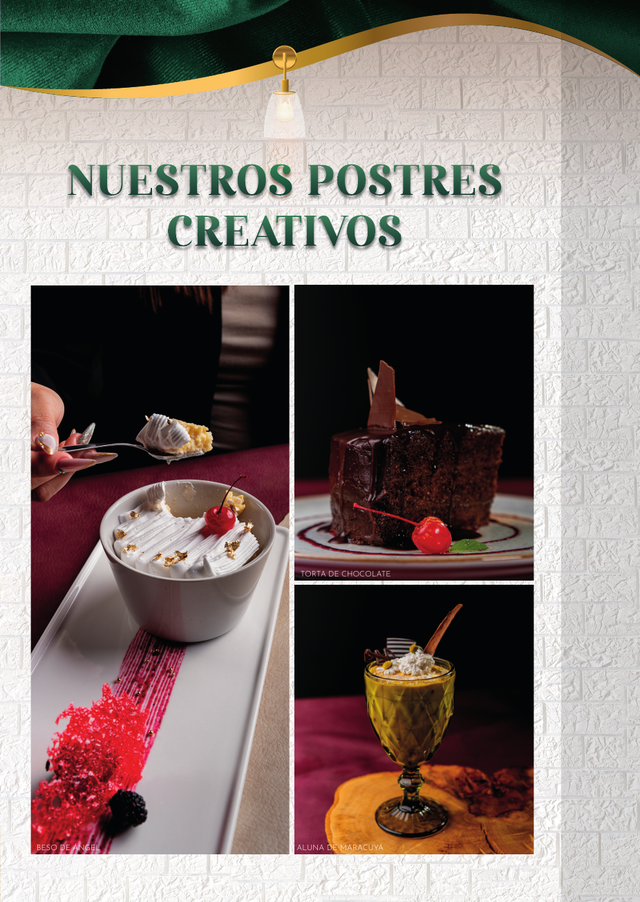 Nuestros postres creativos · página 18: diseño, fotografías y precios de la carta original