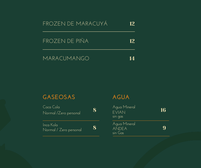 Bebidas frías · página 19: diseño, fotografías y precios de la carta original